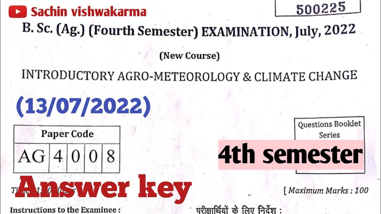 Introductory agro meteorology and climate change paper solution 2022 | bsc agriculture 4th semester