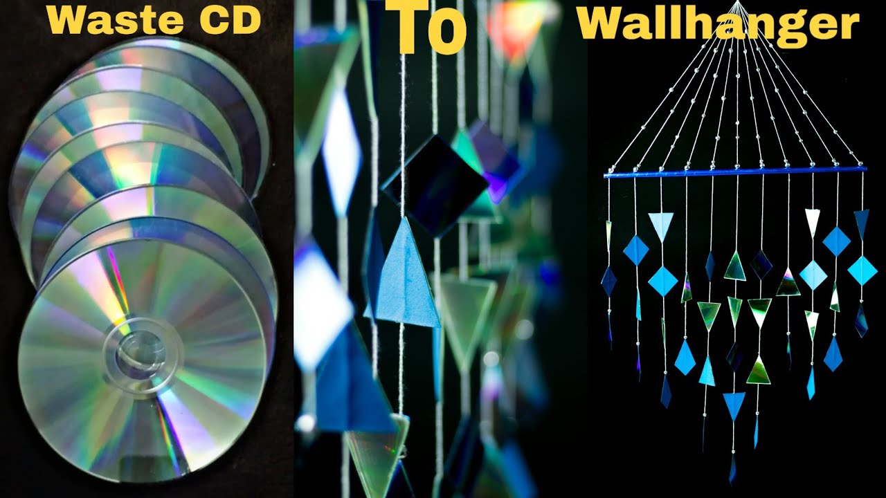 How to make 💎 wall Hanger with waste CD | DIY| Room decoration ideas |Old DVD craft | Waste to best