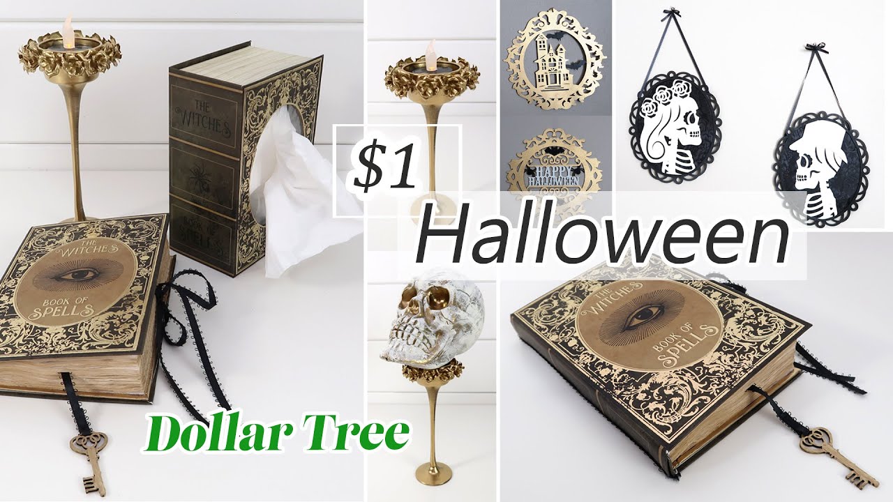 Dollar Tree Halloween DIY / Halloween Spell Book DIY / Gold & Black Halloween Decor