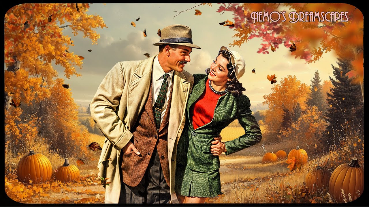 Fall is here | Nostalgic 1940s Vintage Autumn music | 11 HOURS ASMR 🍂 oldies music + reverb