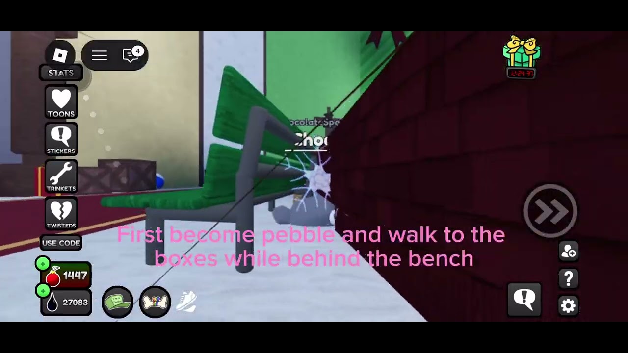 How to get under the bench (idk how to add music)