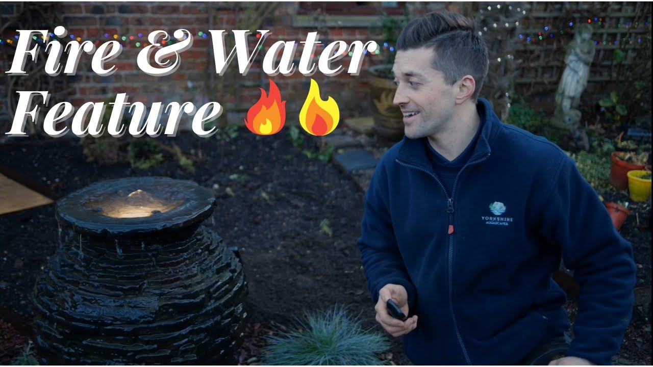 Water Feature Build with LED Light and Fire add-on - How to build a Stacked Slate Urn Water Feature