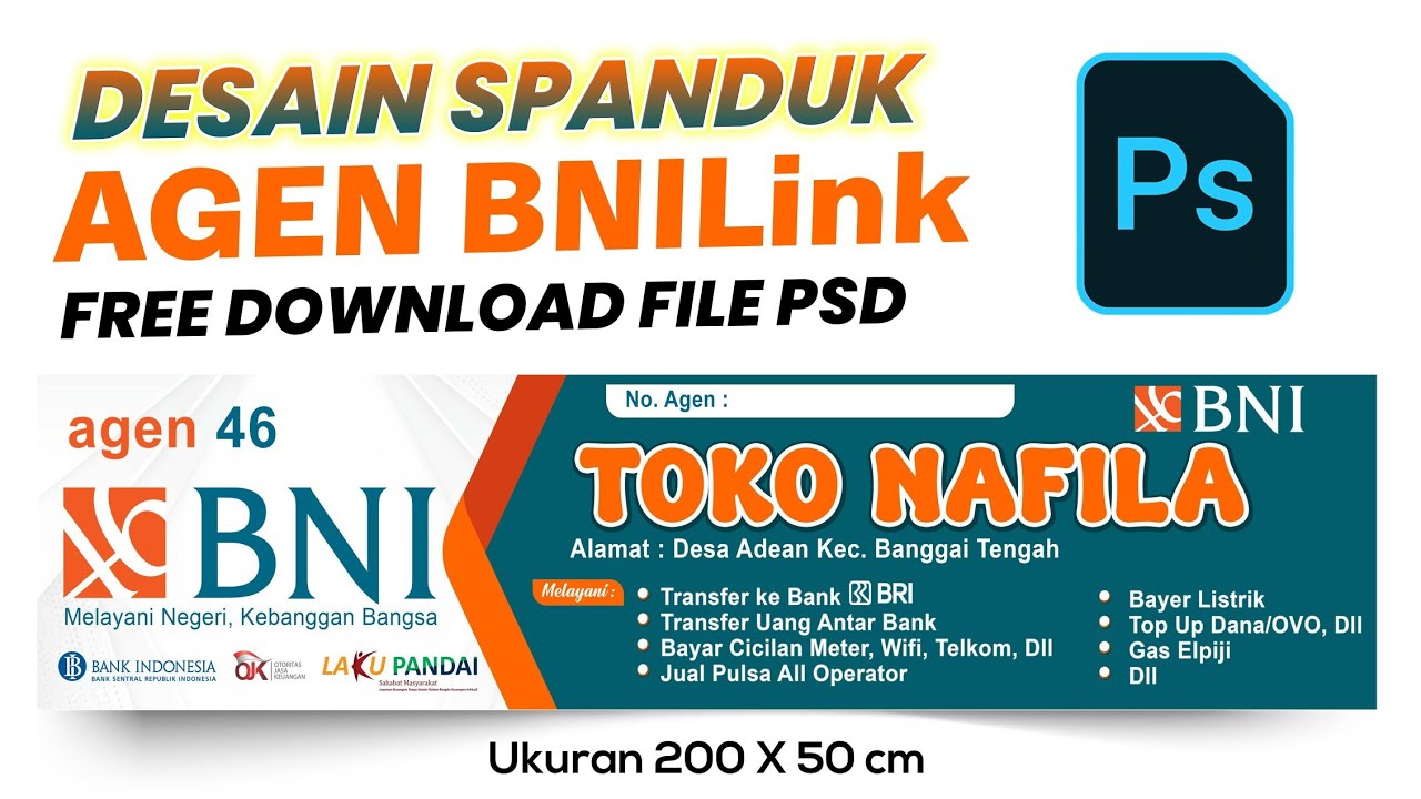 Cara Membuat Desain Spanduk Banner Agen BNI 46 | Free Download PSD