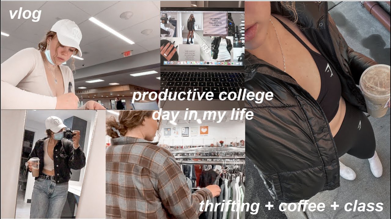 PRODUCTIVE COLLEGE DAY IN MY LIFE (class, exam, thrifting, trying Starbucks' new holiday drink)