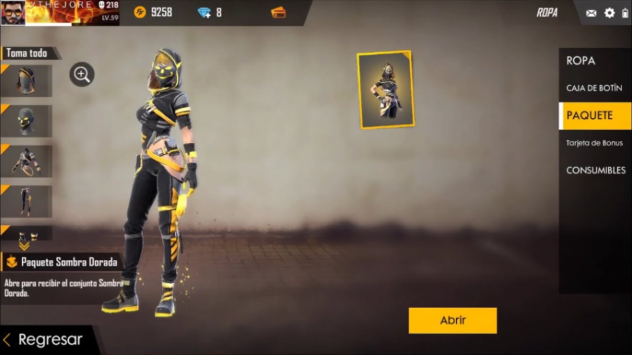 Consigo a Sombra Dorada -Free Fire 🔥 ♾