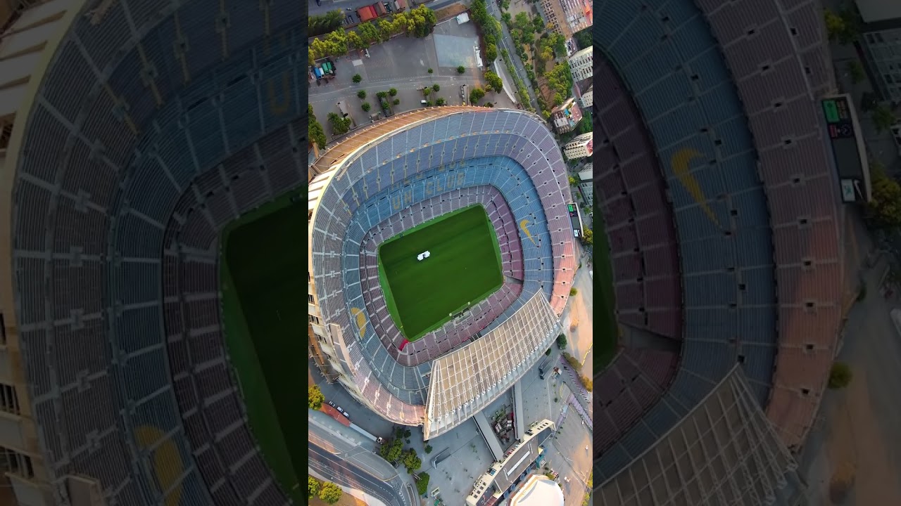 Aerial view of Camp Nou FC Barcelona football Stadium in Barcelona 