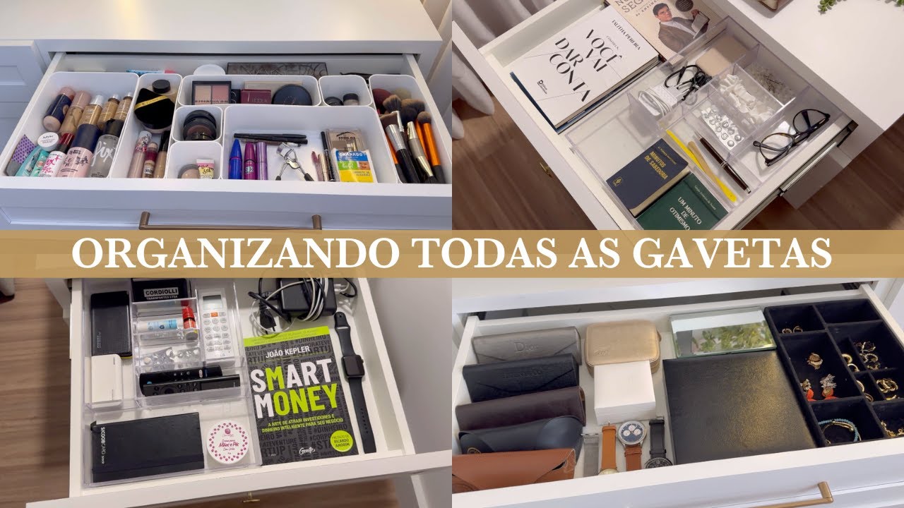 ORGANIZANDO AS COMPRINHAS | organizei minha penteadeira, gaveta de acessórios, mesina de cabeceira
