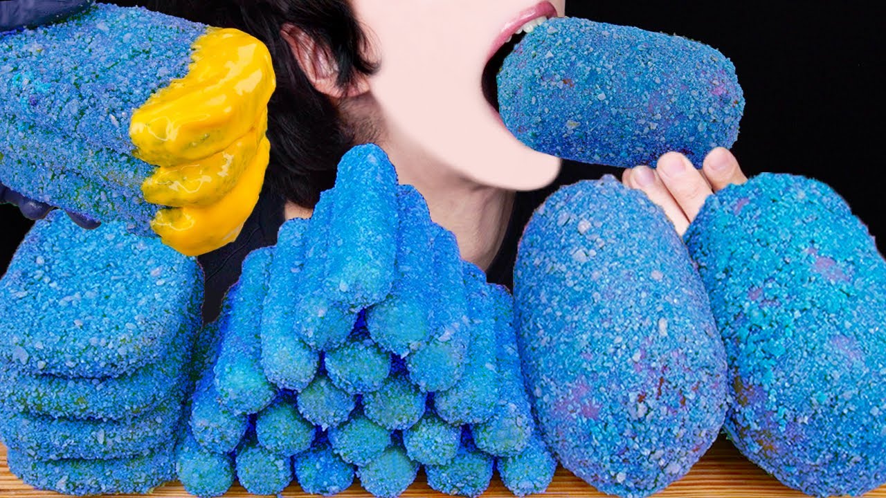 ASMR CHEESY BLUE HEAT TAKIS SAUSAGE CHEESE STICKS HASH BROWNS SPICY MUKBANG 블루 소세지 먹방 EATING SOUNDS