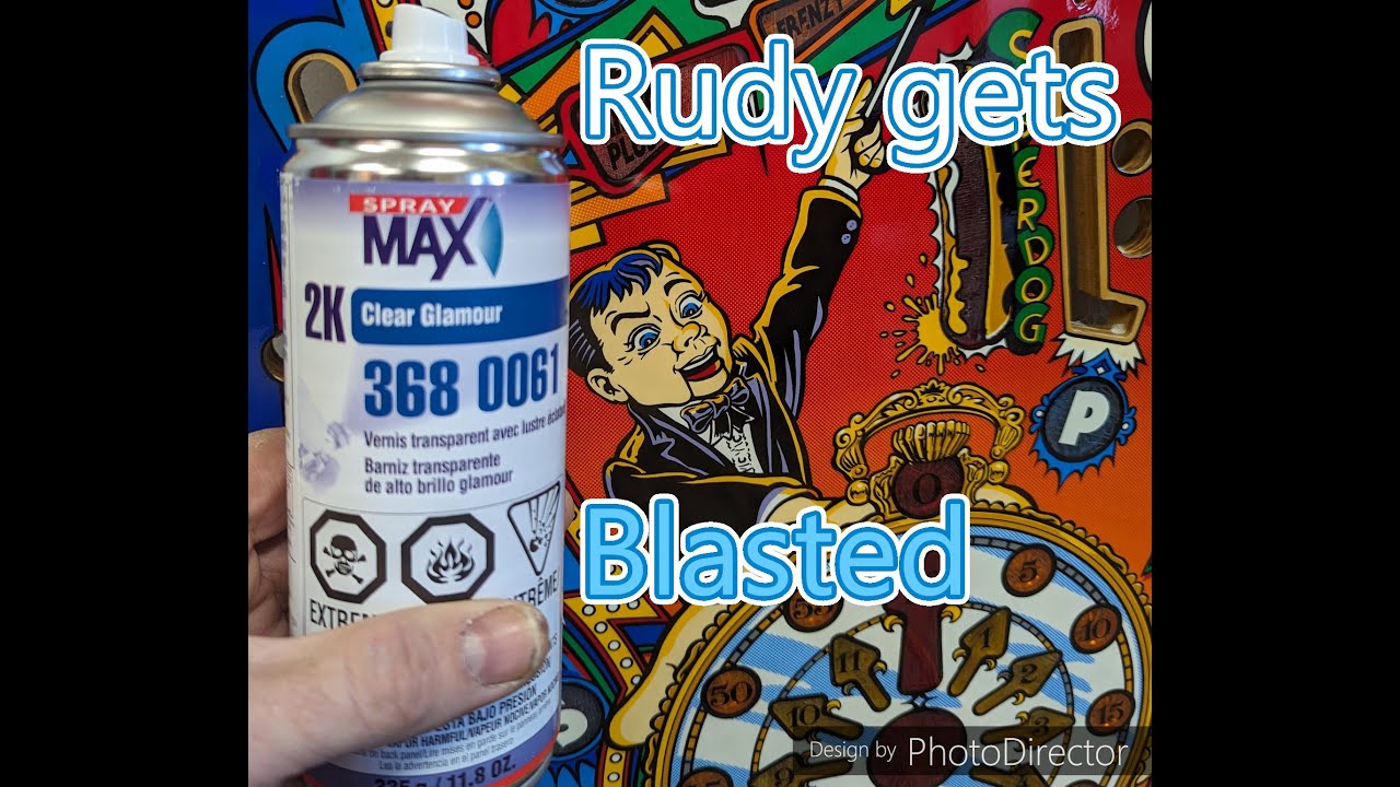 Applying Spray Max 2K Clear (2-part-in-a-can) on a pinball playfield...