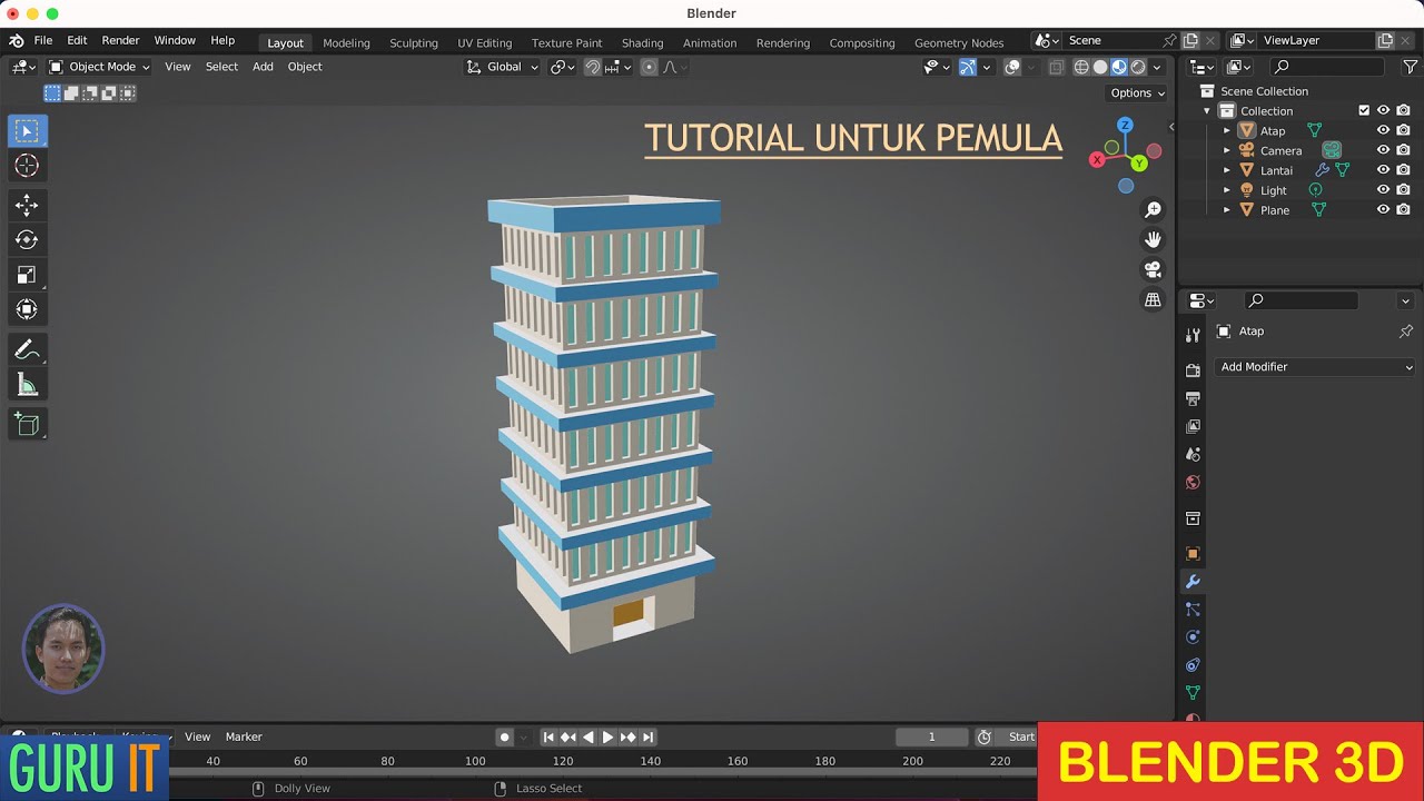 Menggambar Apartemen dengan Blender 3D