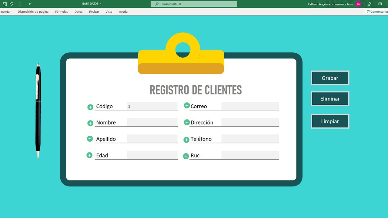 Como crear una BASE de DATOS en Excel con Formulario