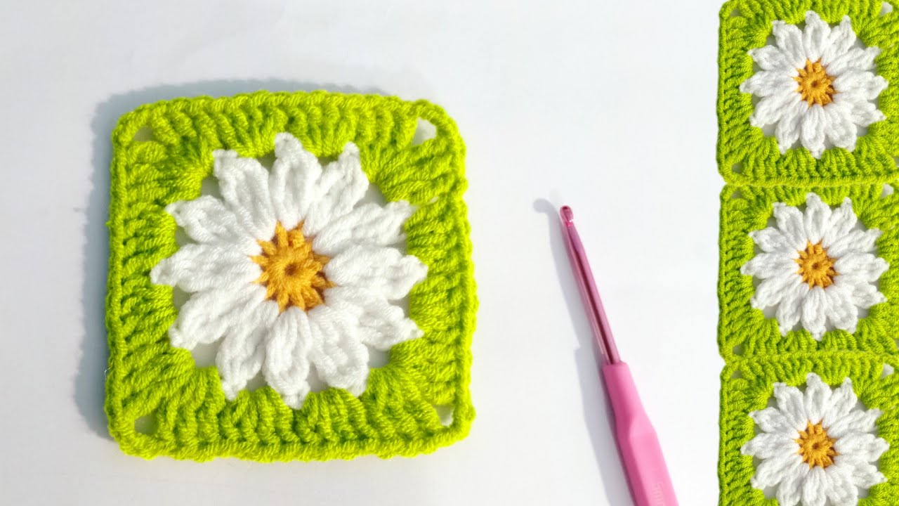 Beautiful Granny Square You’ll Want to Make Today | crochet daisy granny square |Hamida's Handcraft