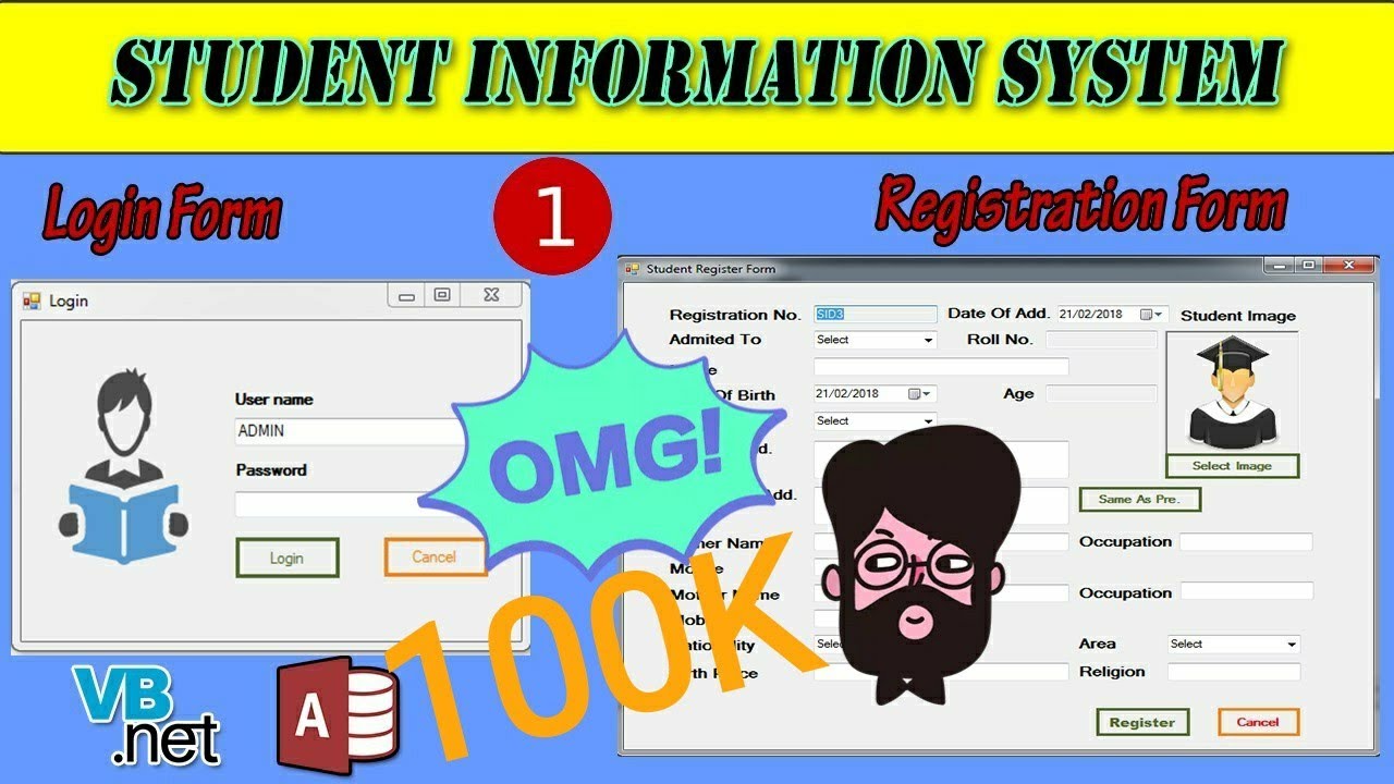 VB.NET Student Information System | Login Form & Registration Form |using MS Access DataBasse #1