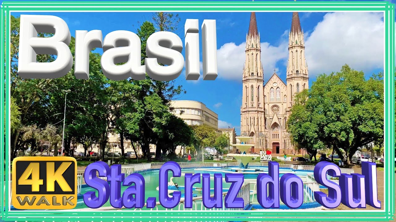 【4K】WALK Brasil walking tour Santa Cruz do Sul, urban hiking Rio Grande do Sul, Brazil documentary