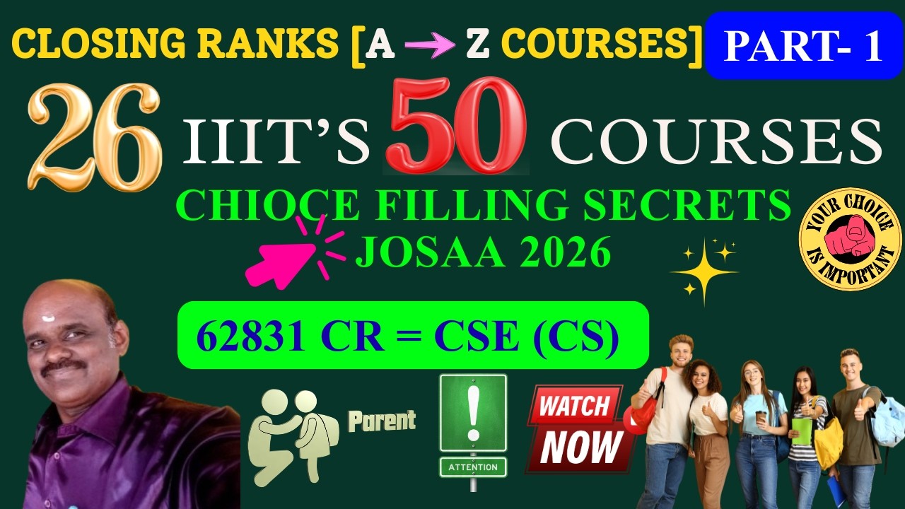 JoSAA 2026 | Closing Rank of All 26 IIITs PART:1 | Branch-wise Cutoff Explained | Sai SuriyasEnglish