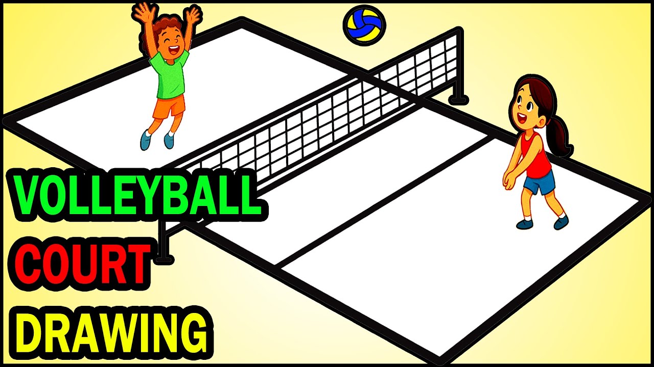 How to Draw Volleyball Court & Net | Drawing Jolly Arts by Jolly Toy Clipart!