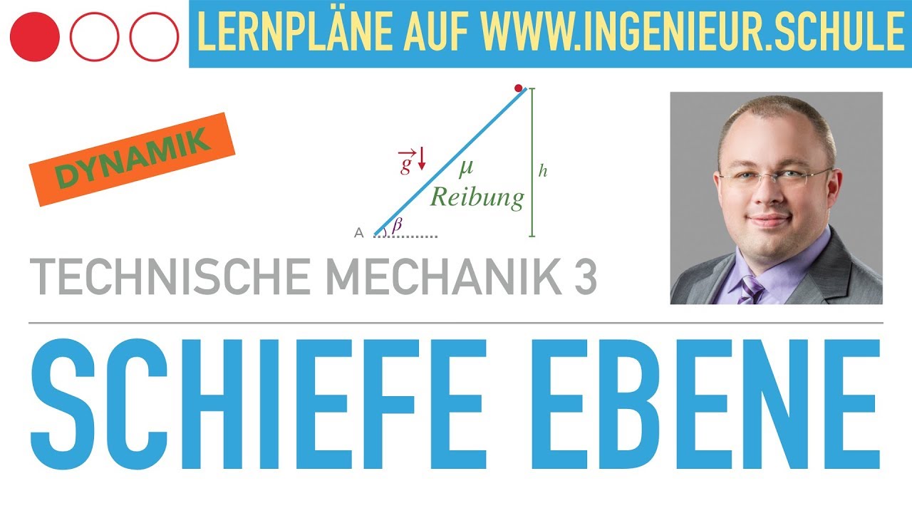 Schiefe Ebene, reibungsbehaftete Bewegung eines Massepunktes &ndash; Technische Mechanik 3 Dynamik