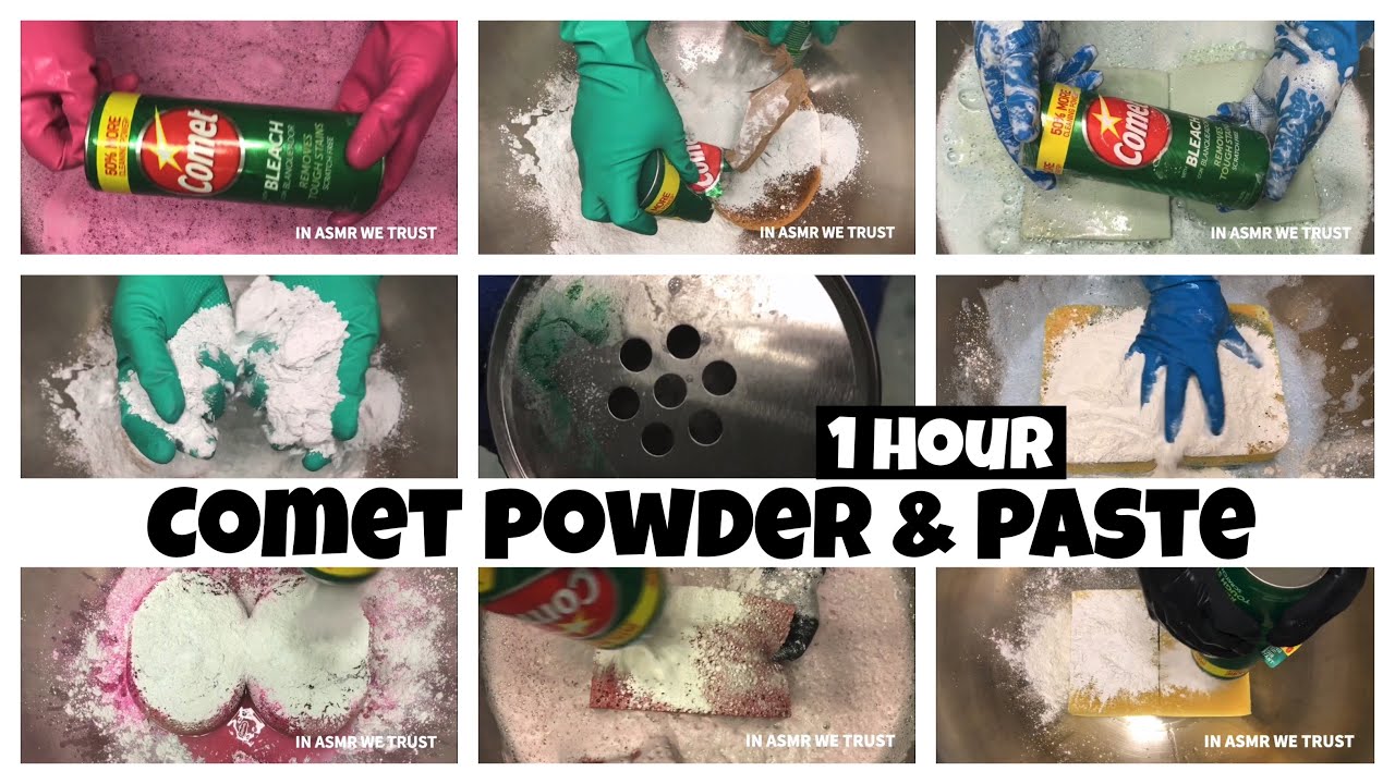 1 Hour of Comet Powder & Paste Compilation | ASMR Sponge Squeezing in Cleaning Paste