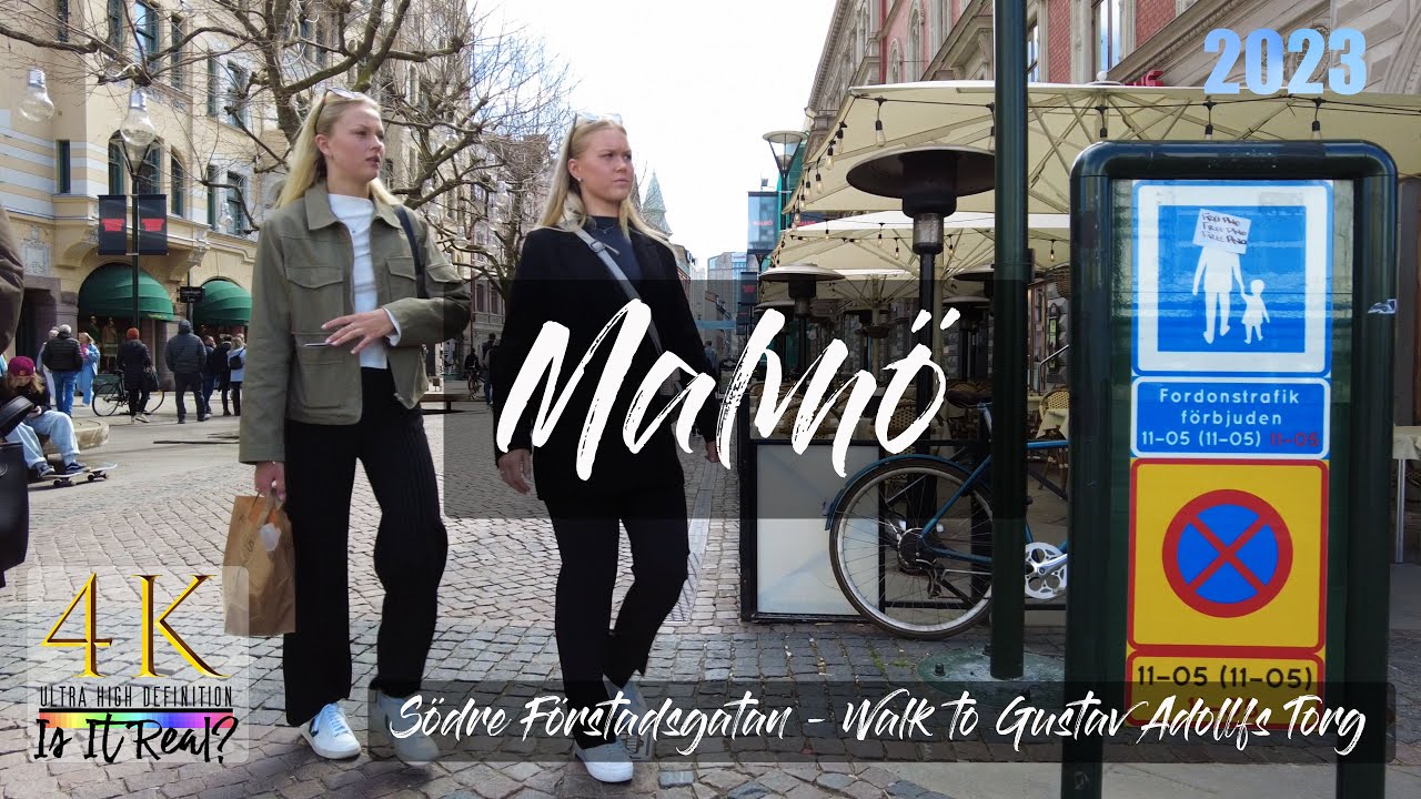 Malm&ouml;, Sweden | Walking Street | S&ouml;dra F&ouml;rstadsgatan | Gustav Adolfs Torg | 4K | April | 2023