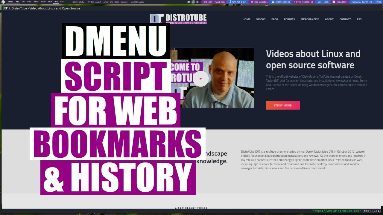 Создание скрипта Dmenu для веб-закладок и истории