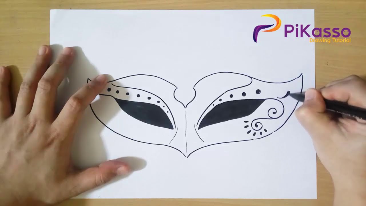 How to Draw Carnival Mask step by step