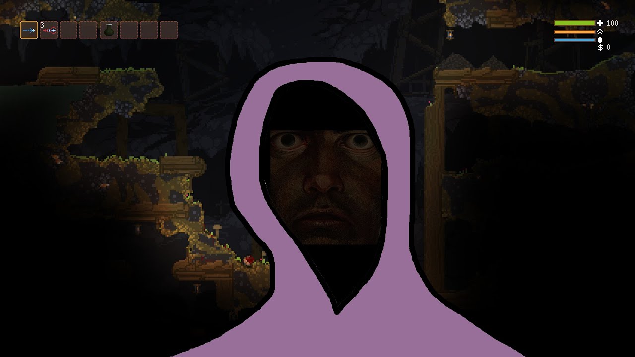 Noita guy suffers in cave