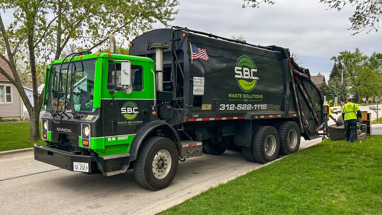 SBC Waste Mack MR Leach 2Rlll Rear Loader Garbage Truck at the Spring Cleanup