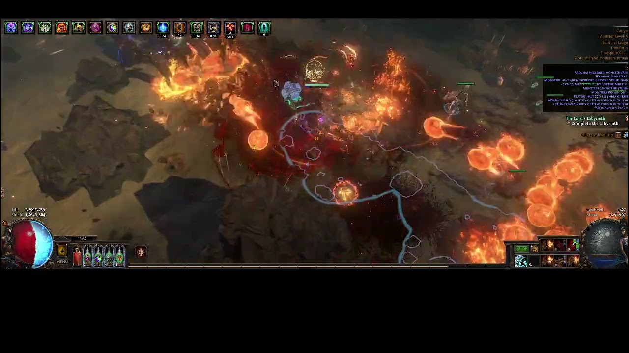 【Path of Exile】3 18 FUN build 死靈奇塔佛致命之息X屍術傳送 刷圖  Necromancer Kitava's Thirst V D mapping