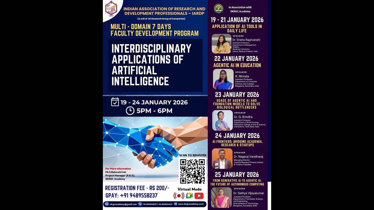 MULTI – DOMAIN 7 DAYS FDP- INTERDISCIPLINARY APPLICATIONS OFARTIFICIAL INTELLIGENCE