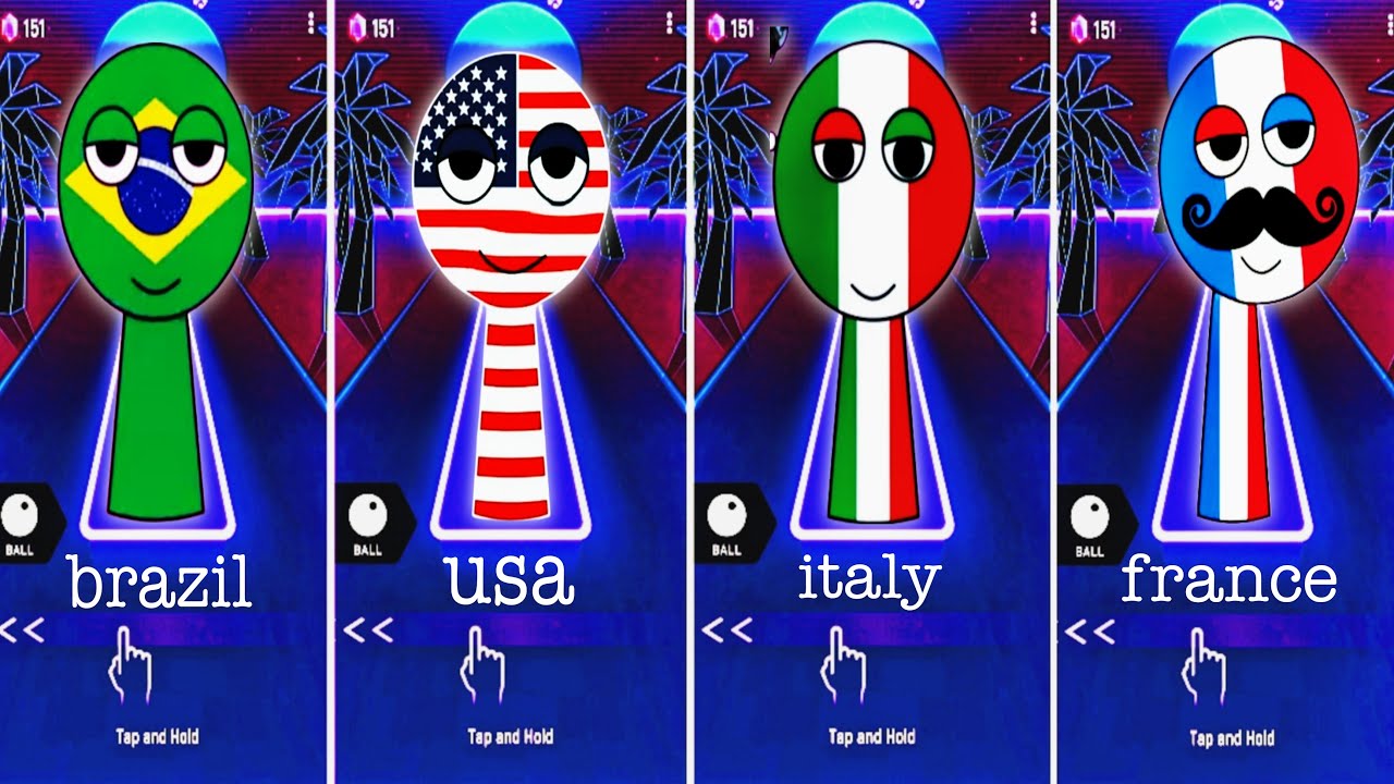 SPRUNKI OC BRAZIL 🆚 USA 🆚 ITALY 🆚 FRANCE COFFIN DANCE SONG COVER IN TILES HOP