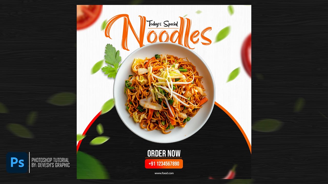 Noodles Social Media Post in Photoshop.