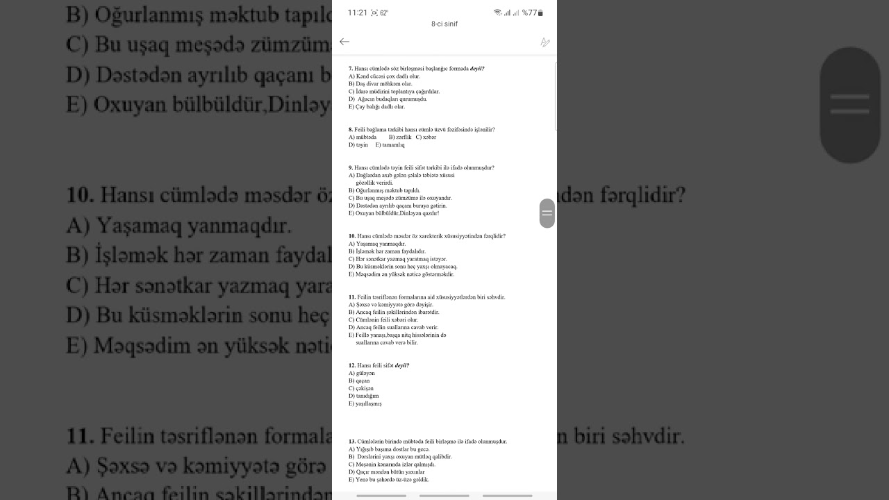 8-ci sinif sınaq izahı
