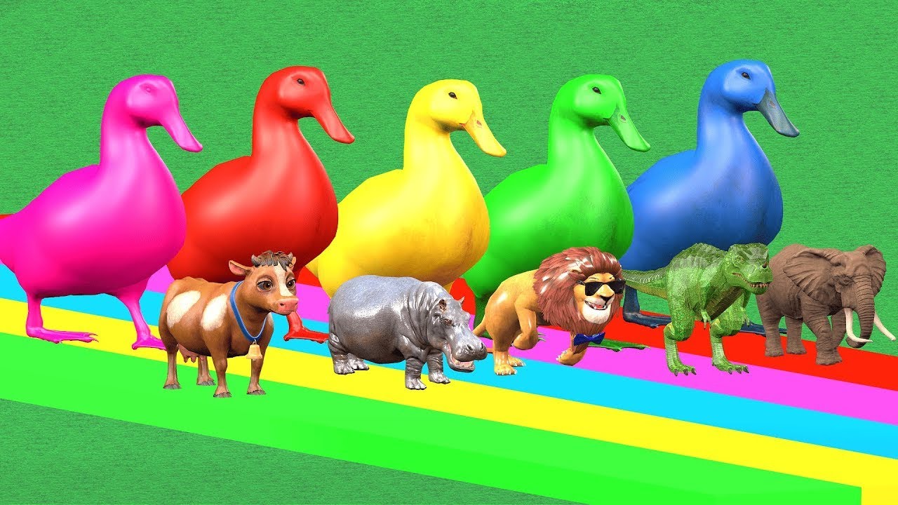 Long Slide Game Cow, Lion, Elephant and Gorilla Hippopotamus Tiger 3d Animal Game Funny 3d Animals