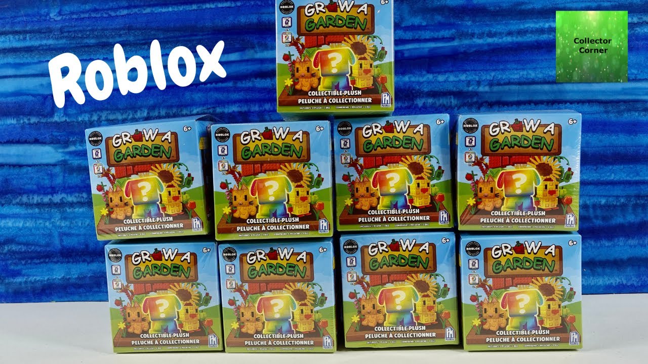 Распаковка коллекционной плюшевой игрушки Roblox Grow A Garden в закрытой коробке.