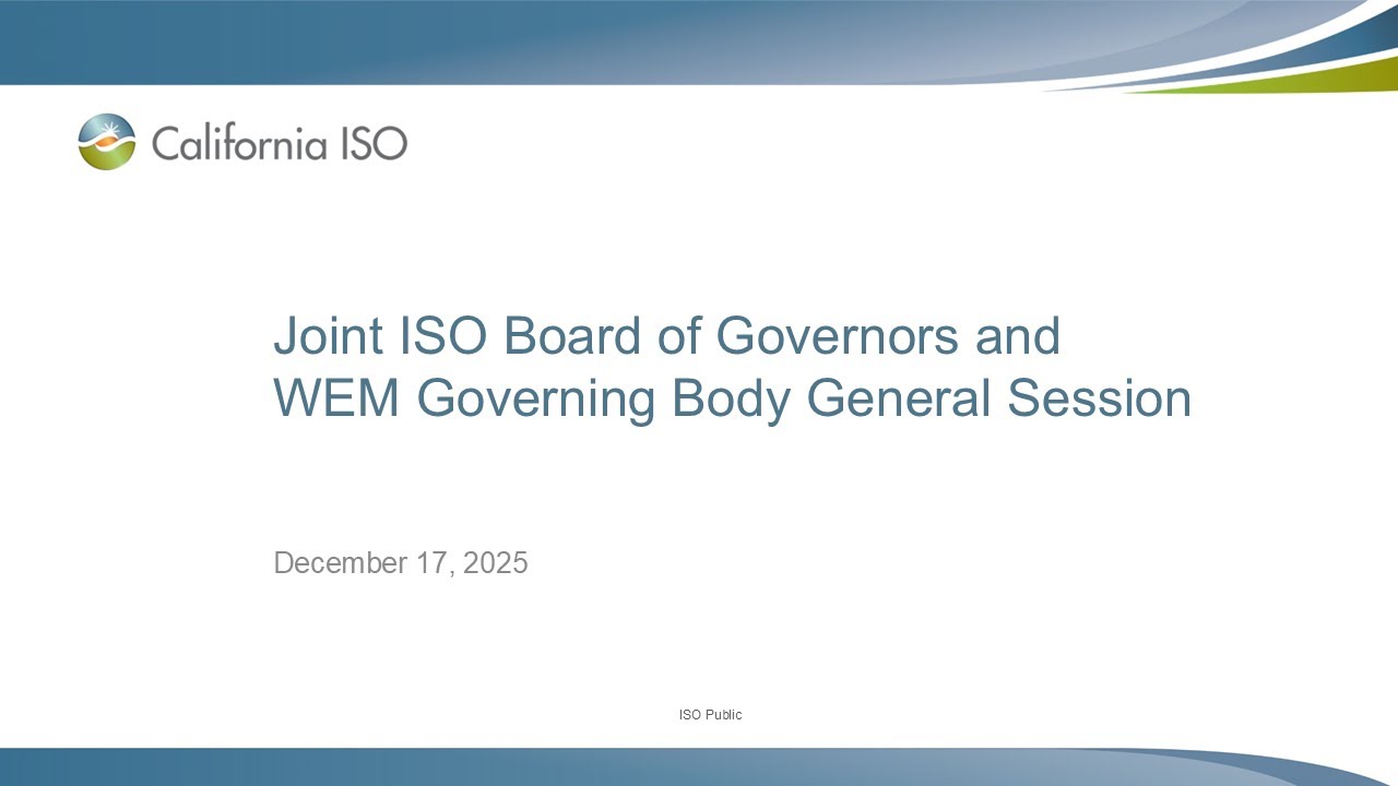 Dec 17, 2025 - Joint ISO Board of Governors and WEM Governing Body General Session