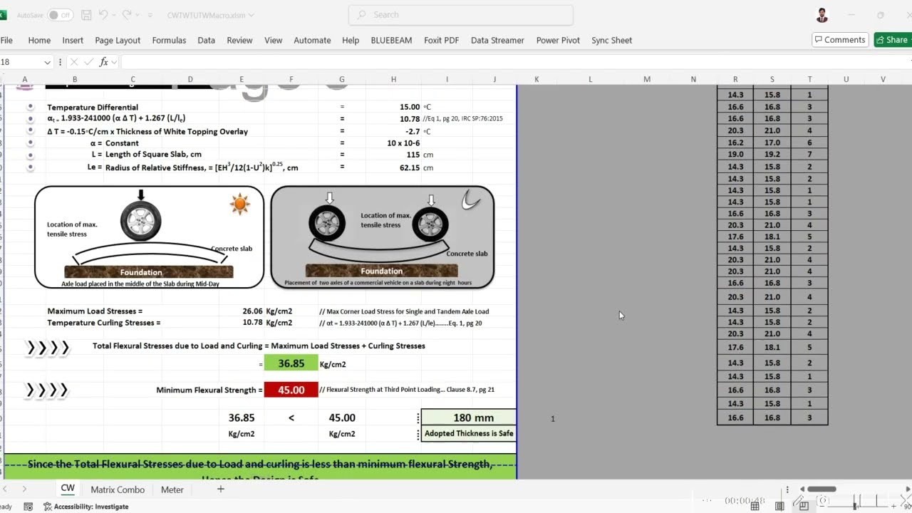 Thin White Topping Pavement Design Excel Based Script