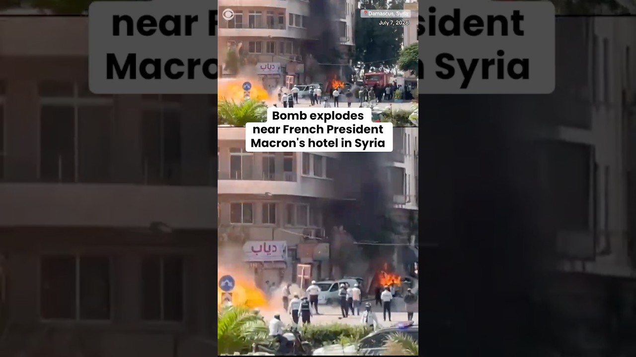 France's president is safe after 2 bombs exploded outside his hotel in Damascus, Syria #shorts