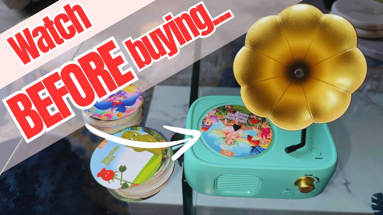 Review of yimido Kids Phonograph Toddler Record Player， with 96 Learning Cards, Early Education Mach