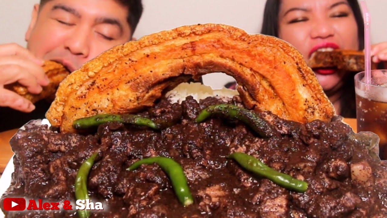 CRISPY PORK BELLY DINUGUAN MUKBANG | Mukbang Asmr | Alex & Sha