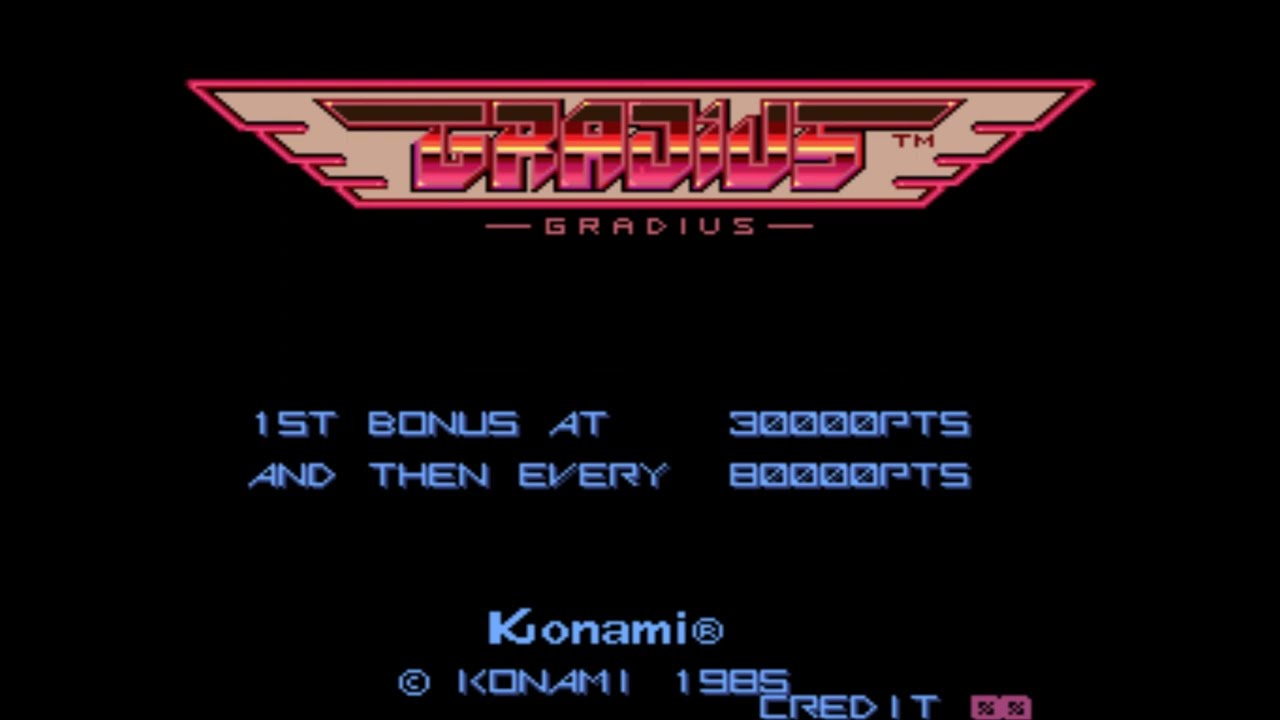 GRADIUS KONAMI– 1985 arcade retrogame longplay , complete game with invincibility ( cheat )