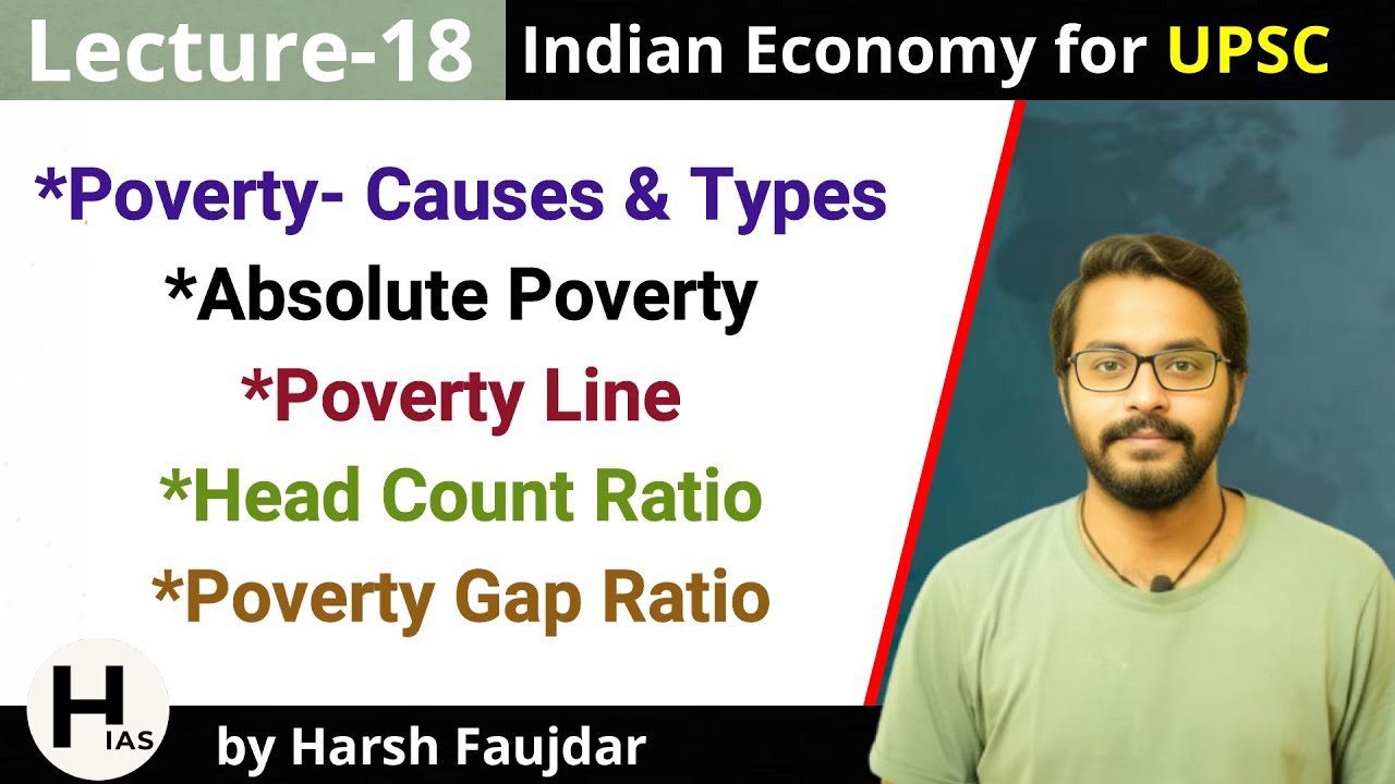 E18- Poverty & its Types, Absolute Poverty, Poverty Line, Head Count Ratio | Indian Economy for UPSC