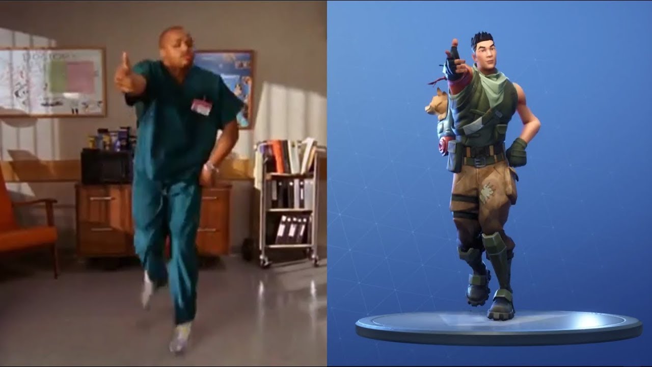 Fortnite Default Dances Synced with 'Poison' Dance from Scrubs (Dance Moves Origin)