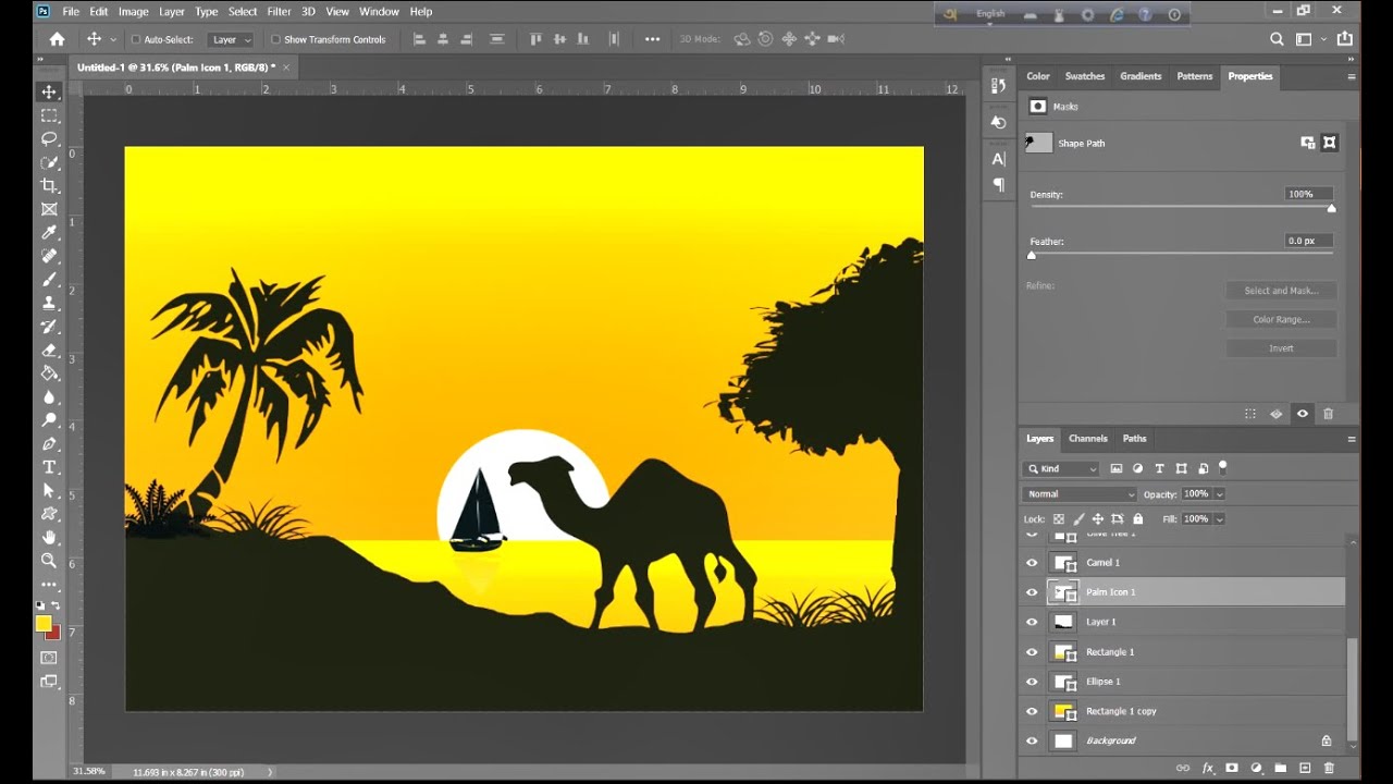 Photoshop Landscape Tutorial : Easy Landscape design | Brush Tool | Bangla tutorial (Projects IT)