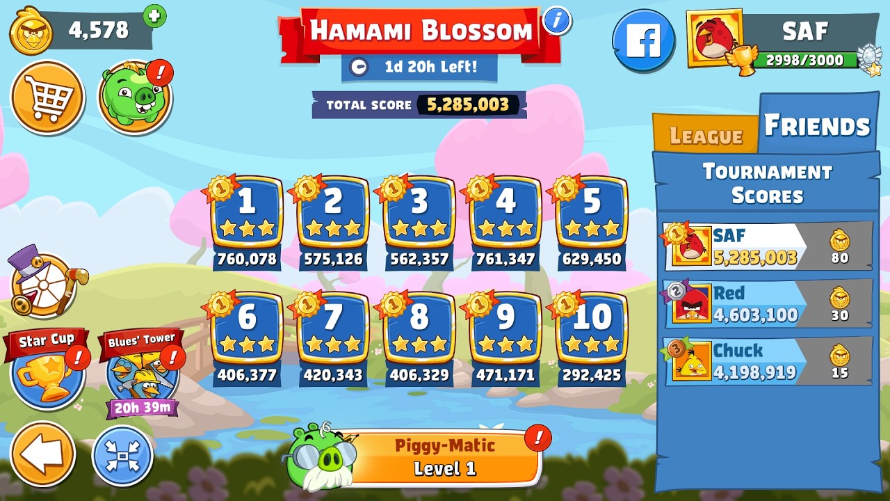 Angry Birds Friends. Hamami Blossom (30.03.2026). Все уровни 3 звезды. Отрывок от Сергея Фетисова.