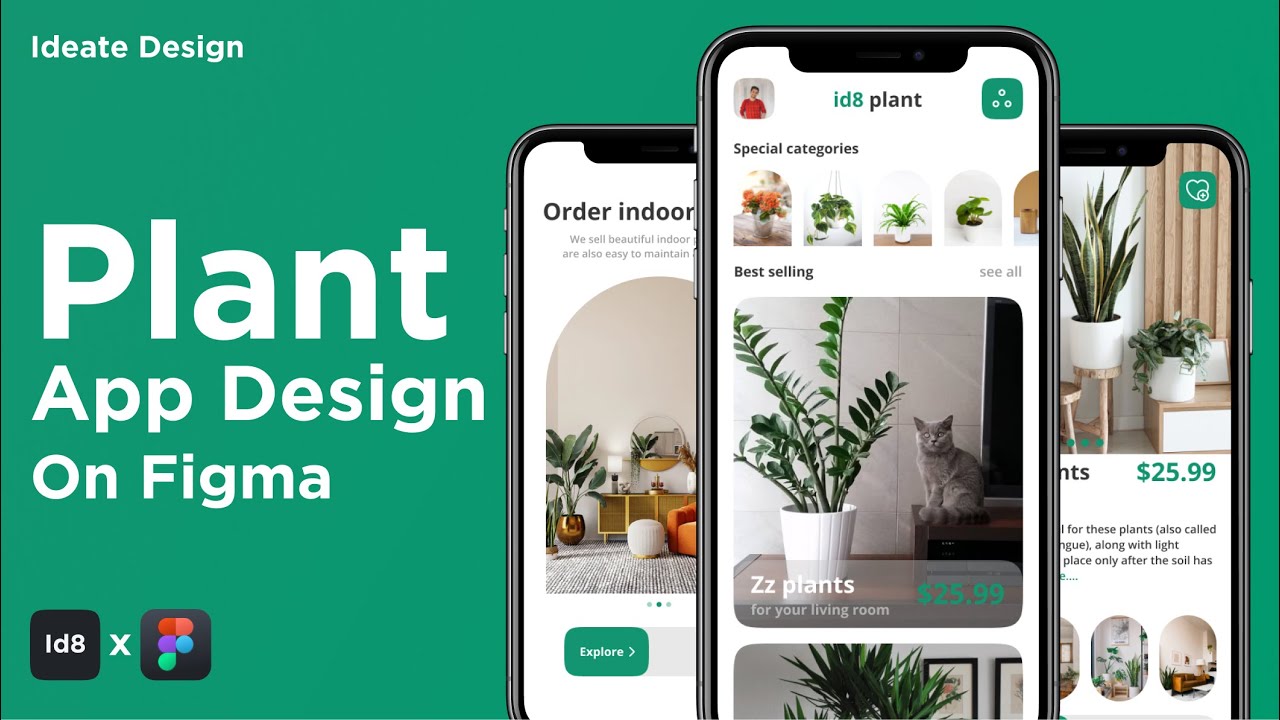 Plant Mobile App Design in Figma l UX/UI ( Wireframe, Visual design, tutorial)