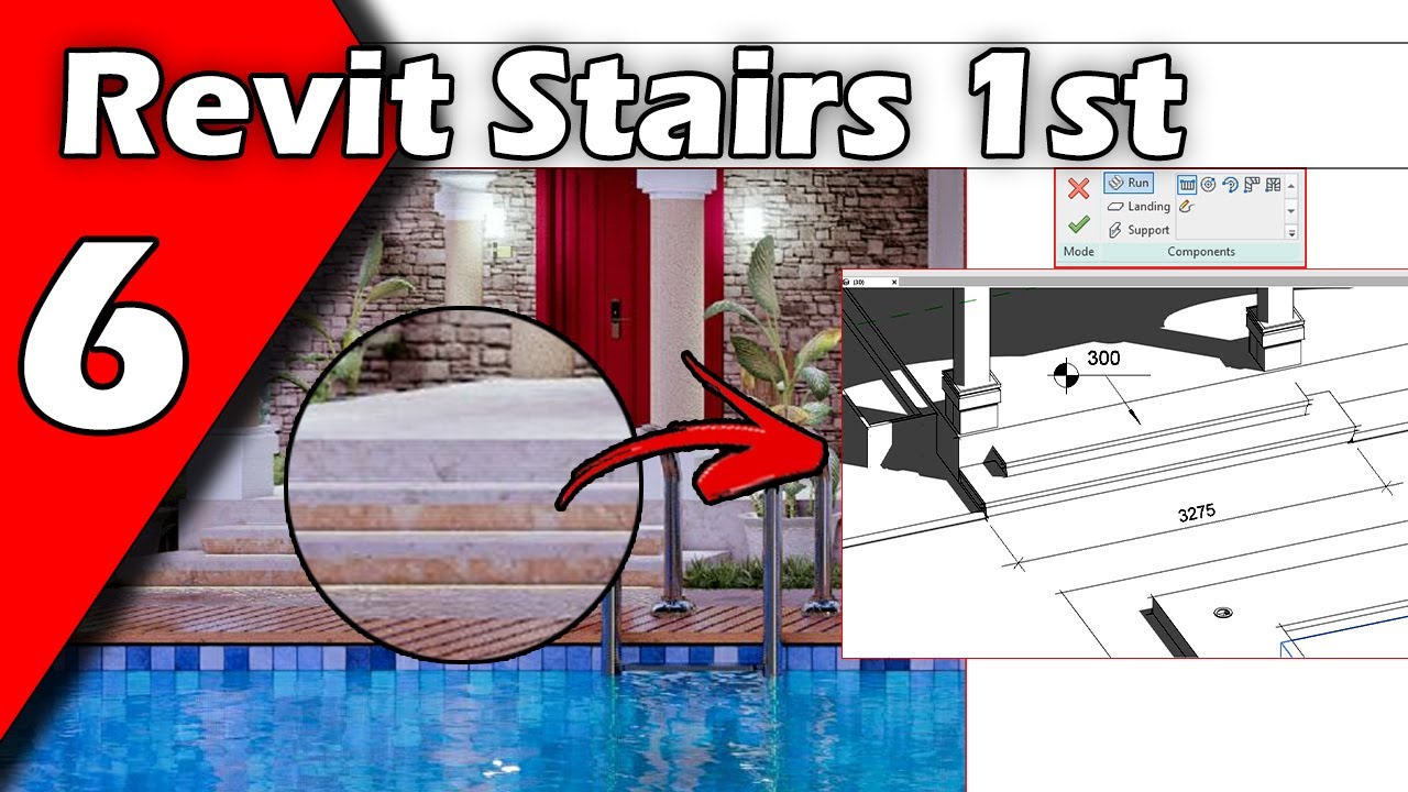 6- Stairs (Main parts with sketch method) Revit architecture