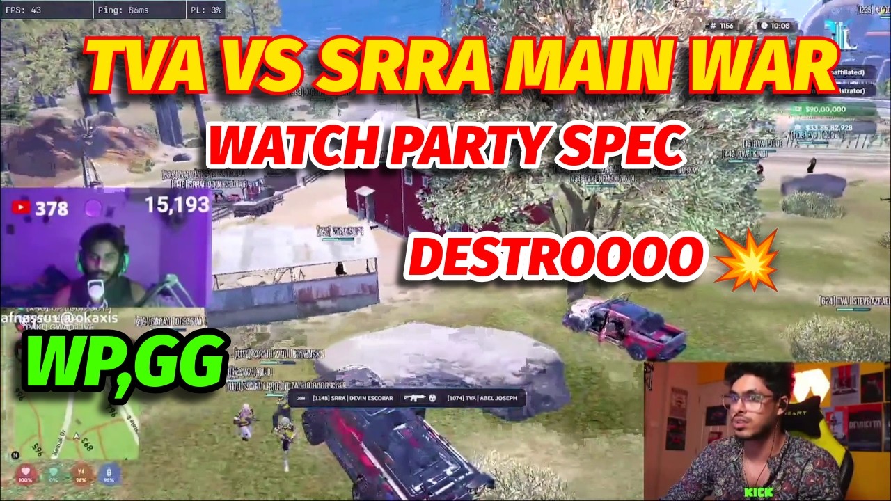 TVA VS SRRA MAIN WAR🔥| WP, GG❤️| DESTROOO 😱🔥💥