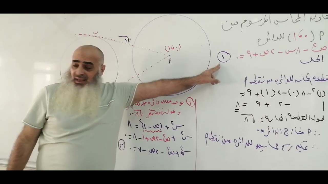 معادلة مماس لدائرة من نقطه خارجها