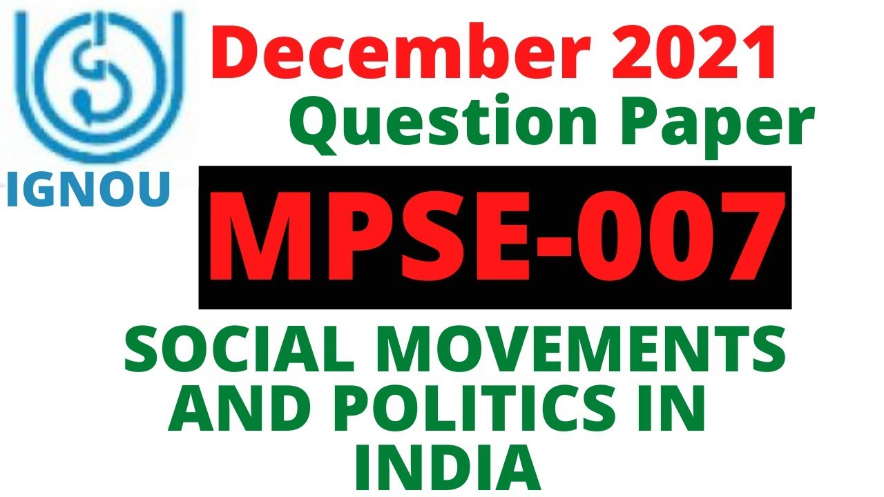 Mpse 007 December 2021 Question Paper In English | IGNOU
