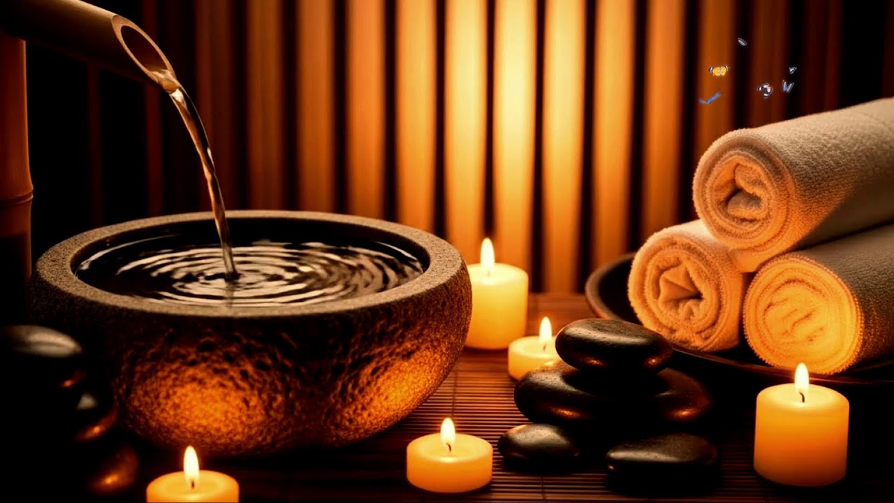 Peaceful ZenSpa Retreat ✨ Bamboo Water Pour & Candlelight Warmth